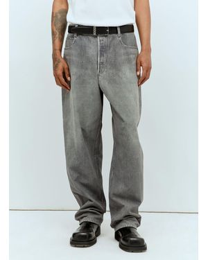 Bottega Veneta Printed Denim Leather Trousers - Grey
