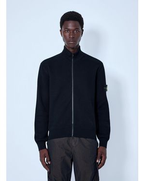 Stone Island Ribbed Zip-up Jacket - Blue