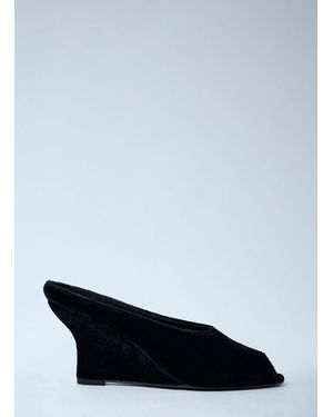 TOTEME Velvet Peep-Toe Wedge Mules - Black