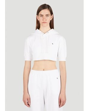 Raf Simons Cropped Hooded Sweatshirt - White