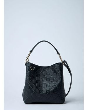 Gucci Small Gg Emblem Bucket Bag - Blue