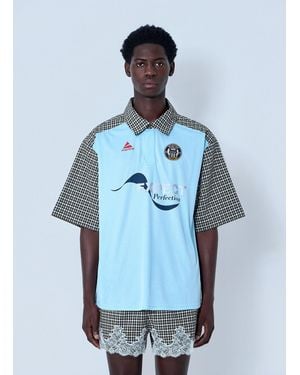 Martine Rose Patchwork Cotton Polo Shirt - Blue