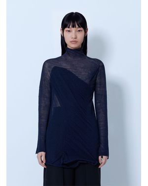 Issey Miyake Sheer Turtleneck Sweater - Blue