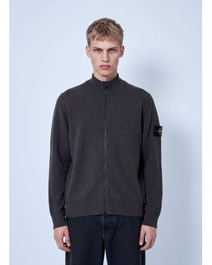Stone Island Zip-up Wool Cardigan - Blue