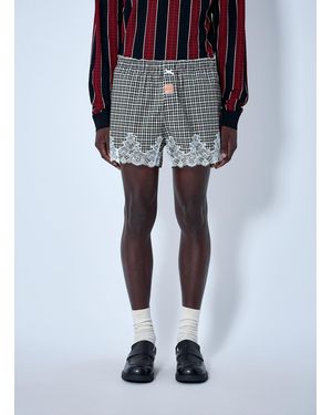 Martine Rose Lace Trim Checkered Shorts - Black
