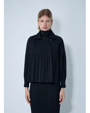 Pleats Please Issey Miyake Pleated Smooth Coat - Blue