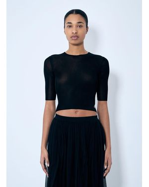 Saint Laurent Cropped Top With Cassandre - Black