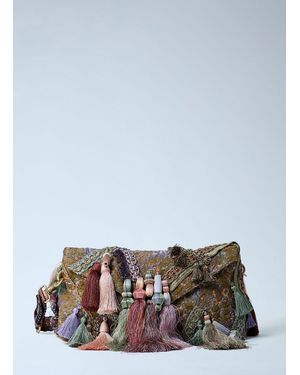 Dries Van Noten Ornate Tassel Clutch Bag - White