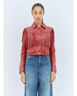 Chloé Chloã Fringed Leather Jacket - Red