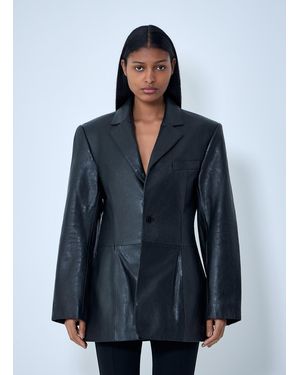 Alexander Wang Leather Single-Breasted Blazer - Blue