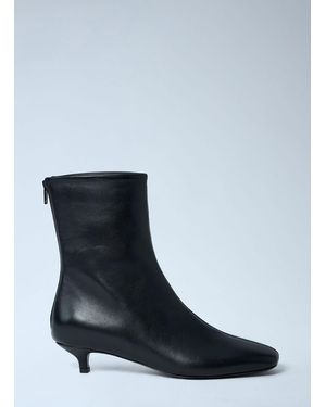 TOTEME Classic Day Leather Ankle Boots - Blue