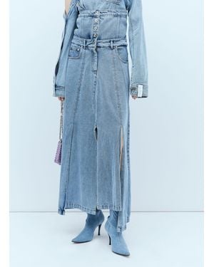 ROKH Extended Waistband Denim Skirt - Blue