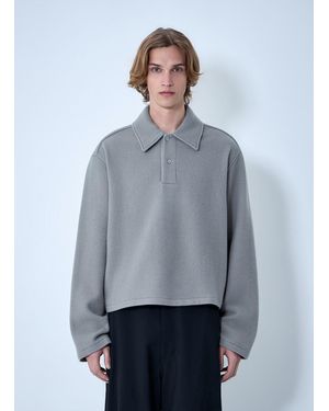 Rier Oversized Polo Knit Sweater - Gray