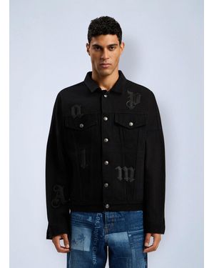 Palm Angels Gothic Logo Denim Jacket - Black