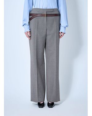 Prada Technical Wool Trousers With Printed Belt - Blue