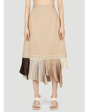 ROKH Hook And Eye Tape Pleat Skirt - Natural