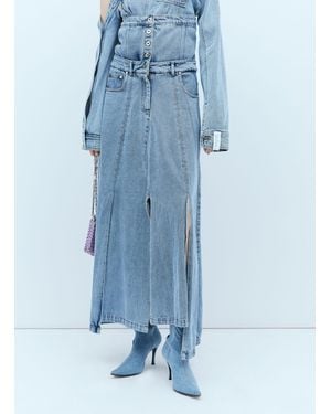 ROKH Extended Waistband Denim Skirt - Blue