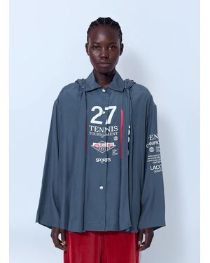 Lacoste Runway Oversized Hooded Print Shirt - Blue