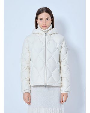 Moncler Arvouin Hooded Diamond-quilted Short Down Jacket - White