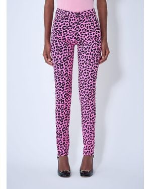 Gucci Leopard Print Jeans - Red