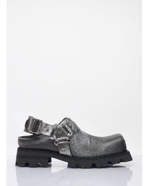 Acne Studios Leather Buckle Mules - Grey