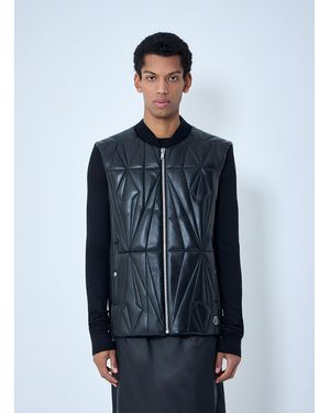 Moncler Rick Owens Geocamo Flight Leather Hooded Gilet - Blue