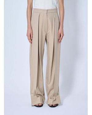Sportmax Wide-Leg Pleated Pants - Natural