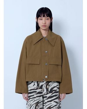 Ganni Workwear Canvas Short Barn Jacket - Brown