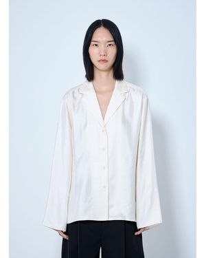 TOTEME Monogram Silk Pj Shirt - White