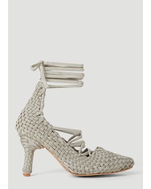 Isa Boulder Weavestrap Heels - White