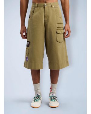 Palm Angels Military Patch Bermuda Shorts - Natural