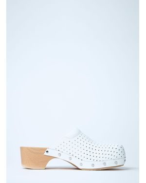 Balenciaga Perforated Heeled Clogs - White