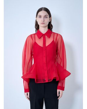 Ganni Textured Organza Peplum Shirt