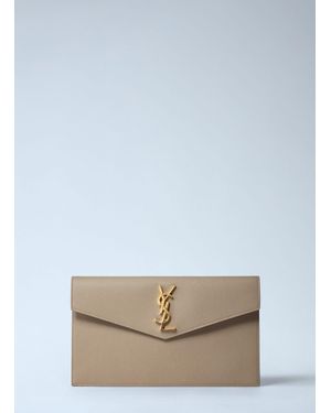 Saint Laurent Medium Uptown Clutch - Blue