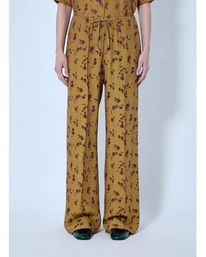 Dries Van Noten Floral Wide-leg Trousers - Yellow