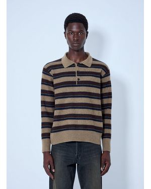 Ssstein Knit Stripe Polo - Grey