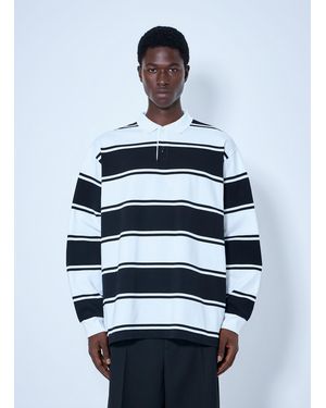 Balenciaga Striped Logo-Patch Polo Shirt - White