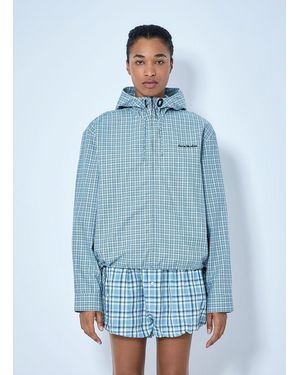Acne Studios Hooded Check Jacket - Blue