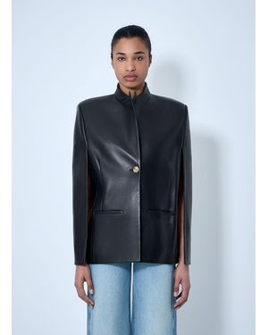 KHAITE Single-Breasted Leather Jacket - Blue