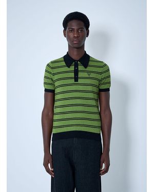 Prada Stripe Logo Motif Polo Shirt - Green