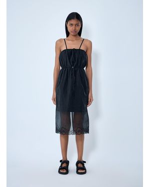 Cecilie Bahnsen Sheer Overlay Midi Dress - Blue