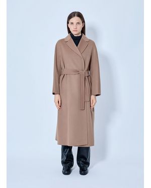 Max Mara Belted Wool Blend Coat - Blue
