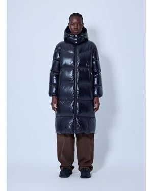 Moncler Harfang Hooded Long Down Coat - Blue