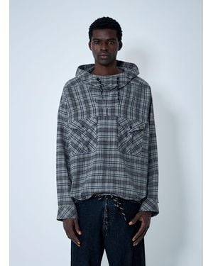 Martine Rose Check Hooded Sweatshirt - Blue