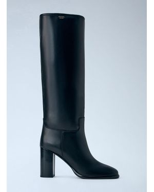 Prada Block Heel Leather Boots - Blue