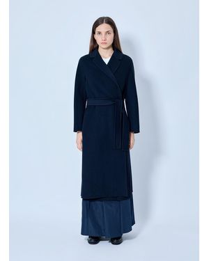 Max Mara Wrap-around Wool Coat - Blue