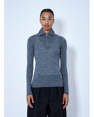Jil Sander Quarter-Zip Long Sleeve Top - Blue
