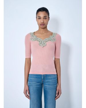 Chloé Chloé Embroidered Neckline Knit Top