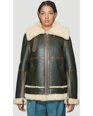 Acne Studios Raf Long Leather-trimmed Shearling Jacket - Green