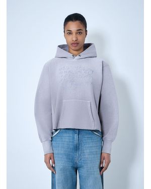 Maison Margiela Hooded Sweatshirt With Ribbed Details - Blue